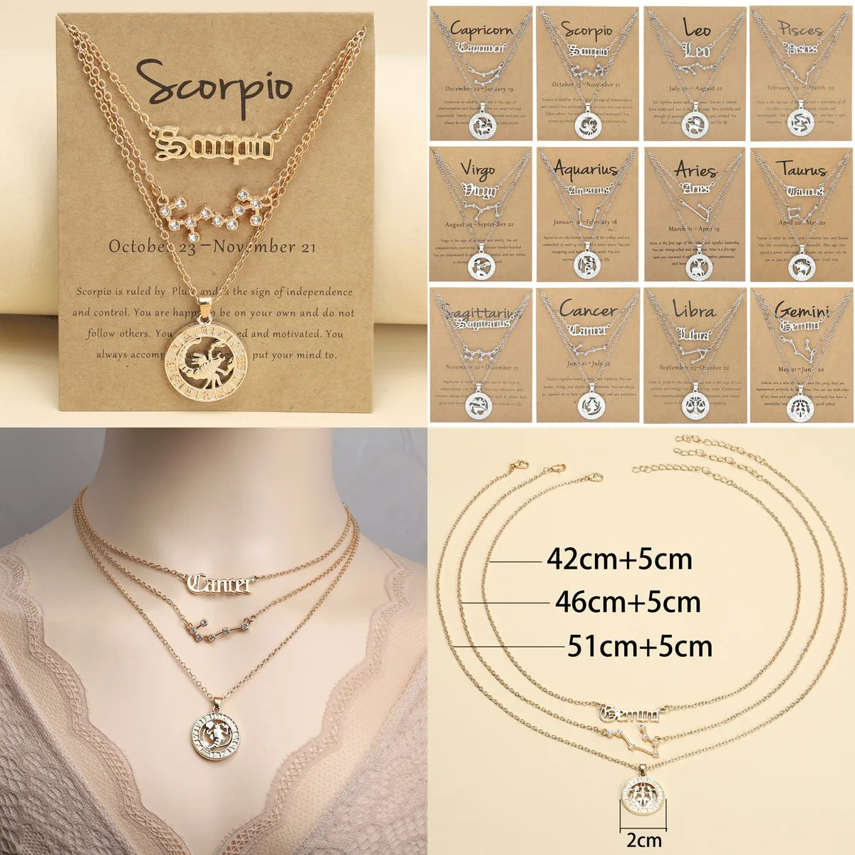 12 Zodiac Necklaces Set – Vintage Starry Sky Pendant Jewelry for Women, Astrology-Themed Necklace Gift (3-Piece)