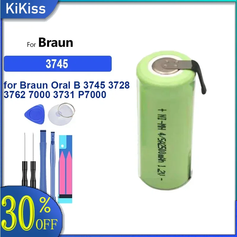 Battery for Braun Oral B 3745 3728 3762 7000 3731 P7000 D25 D28 Electric Toothbrush 1.2V 42mm X 17mm