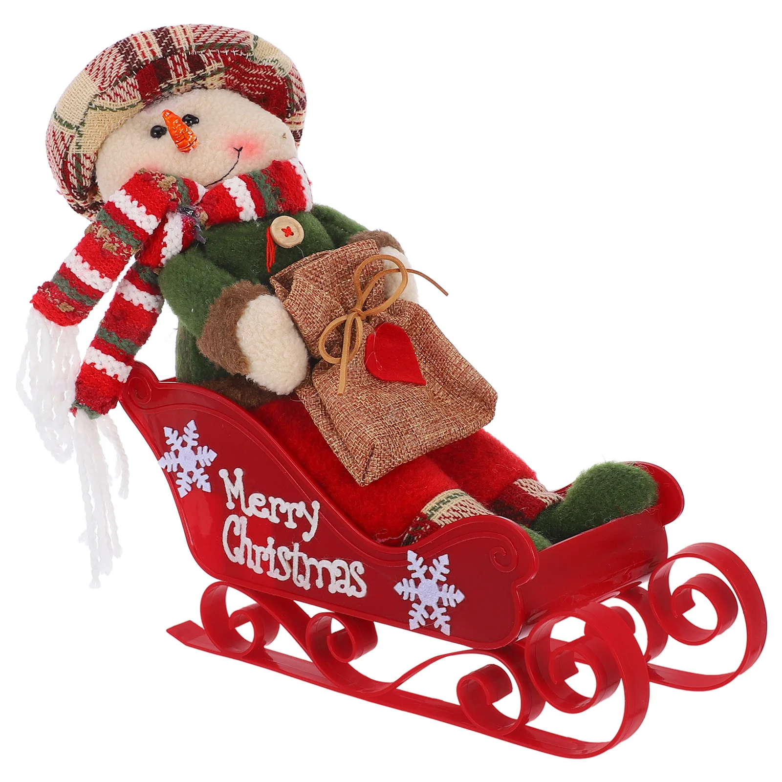 

1pcs Snowman Sleigh Ornament Rustic Christmas Tree Decor Holiday Sled Decoration Indoor Outdoor Party Layout Craft Pendant Xmas