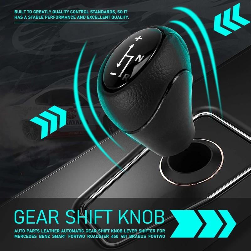 Auto Parts Leather Automatic Gear Shift Knob Lever Shifter For Mercedes Benz Smart Fortwo Roadster 450 451 Brabus Fortwo