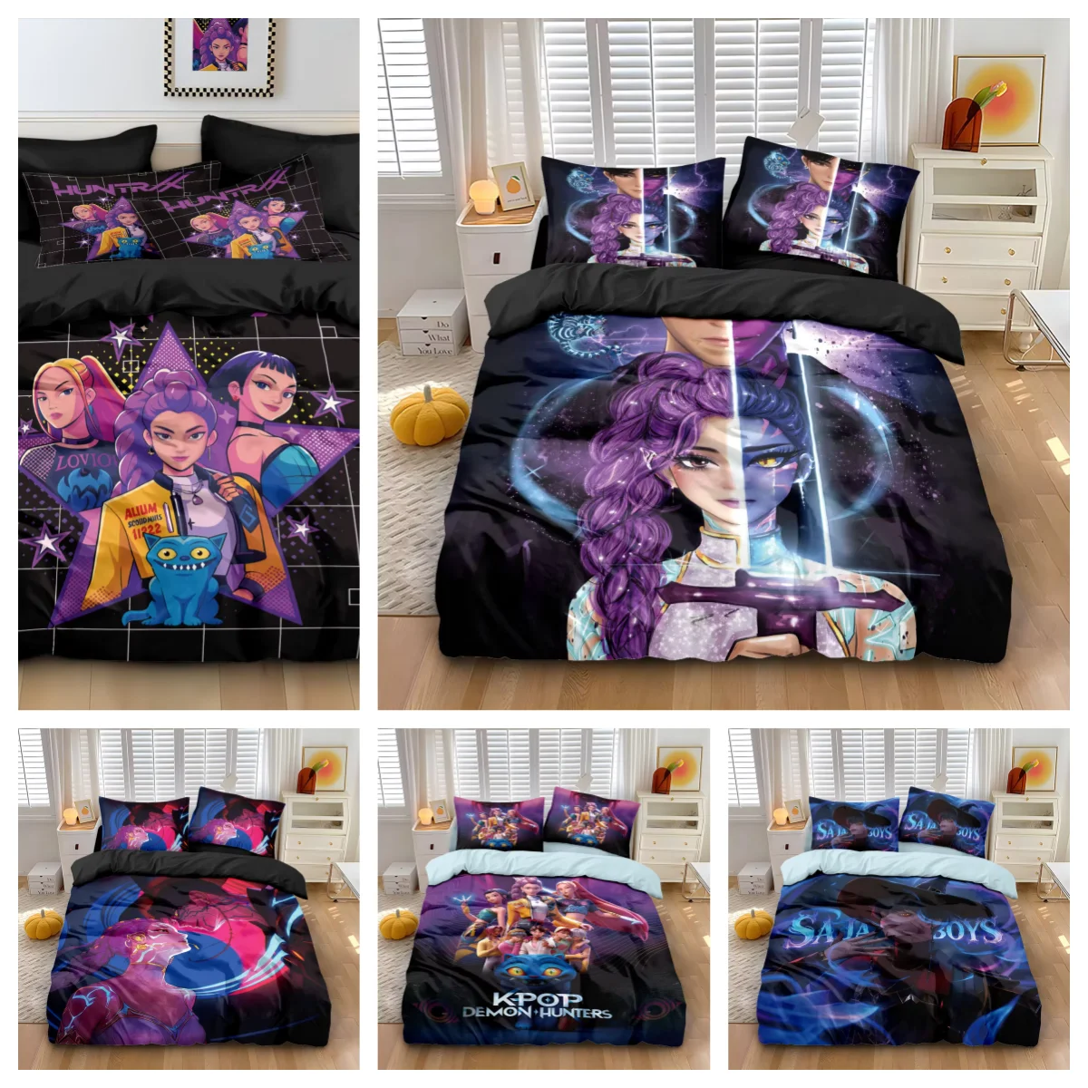 

K-Pop Demon Hunter Beddding Set for Fans Kids Machine Washable Durable King Queen Twin Size for K-pop Girls Home Bedroom Decor