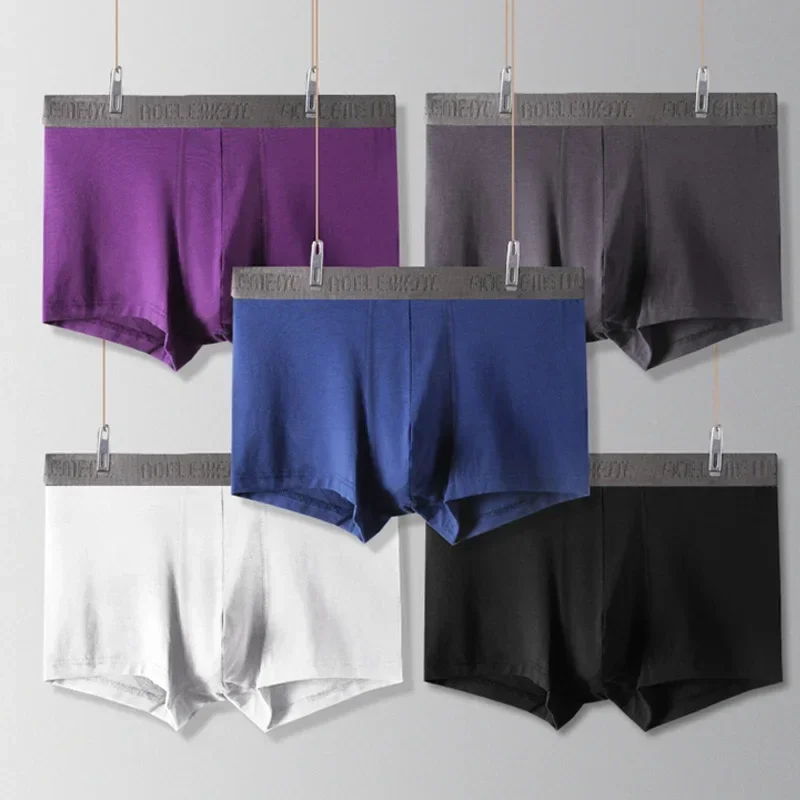 

5pc U-raised men's underwear mid-waist boxers wicking sweat men breathable sexy boxer bottoms