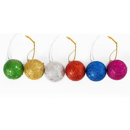 Partijet Christmas Pine Tree Ornament Colorful Silvery Ball 4 cm 6'lı image 2