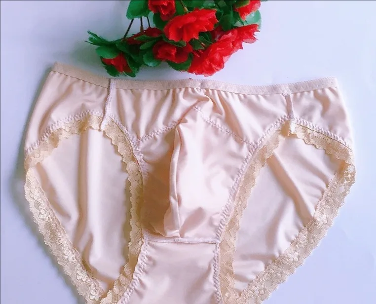 Men Silk Soft  Bow Sissy Low-waisted Panties Lace briefs Private Party Sexy Show Costumes BF Gift - Image 5