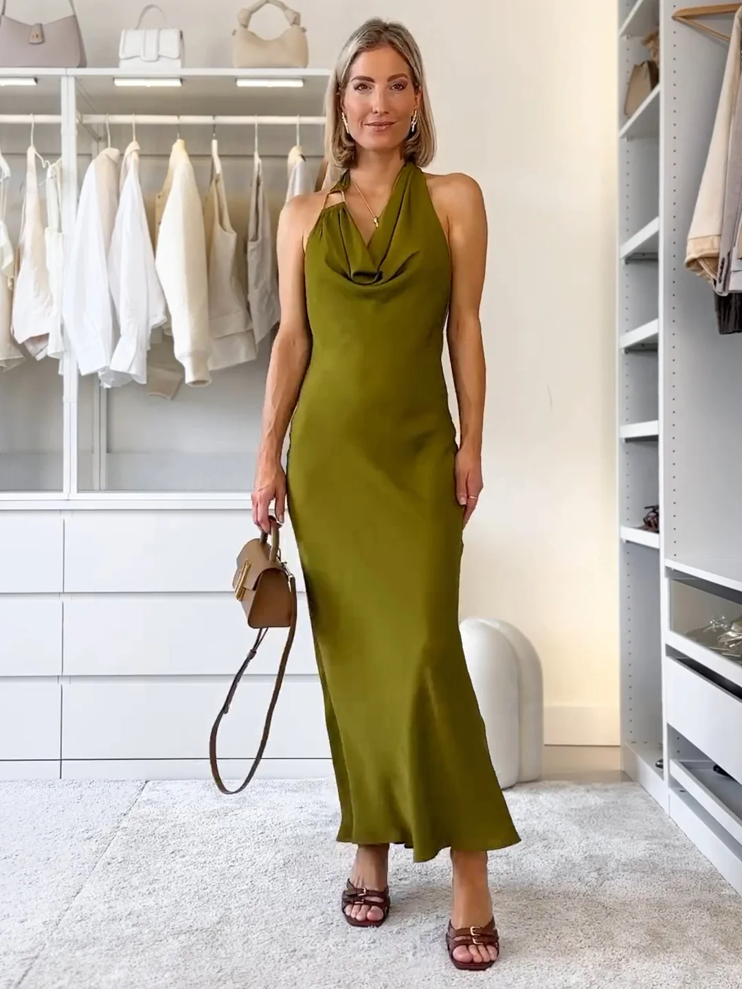 Wedding Guest Maxi Dress Women Plunging Cowl Neck Halter Elegant Dress Evening Party Occasion Sexy Backless Summer Long Dresses