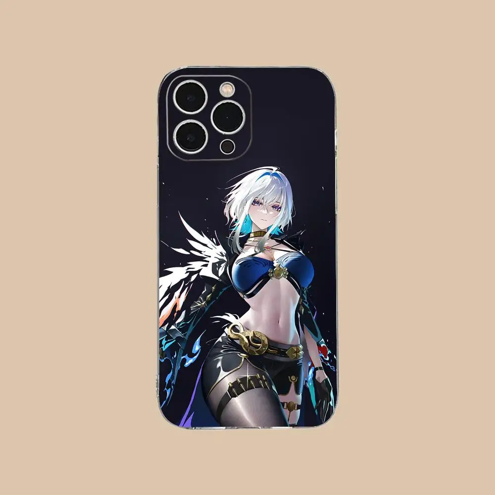 Wuthering Waves Galbrena جراب هاتف آيفون 16 15 14 13 12 11 X XR XS 8 6 Pro Max Plus غطاء صغير شفاف اللون غطاء فاخر