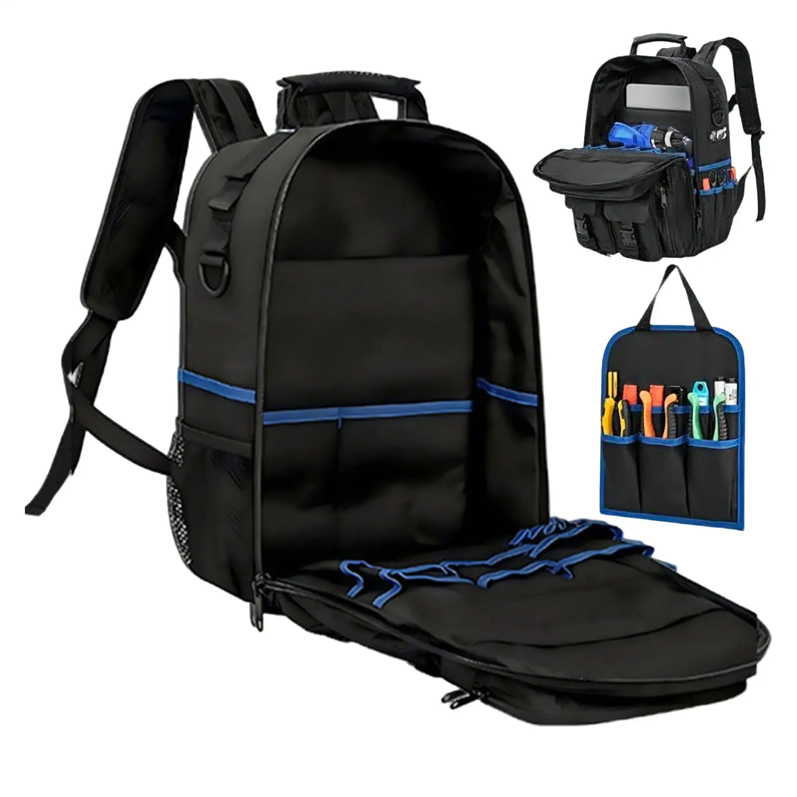 Tool Backpack Heavy Duty Hard Bottom Storage Bag with Multiple Pockets Work Tool Backpack for Technician Electrician Carpenter