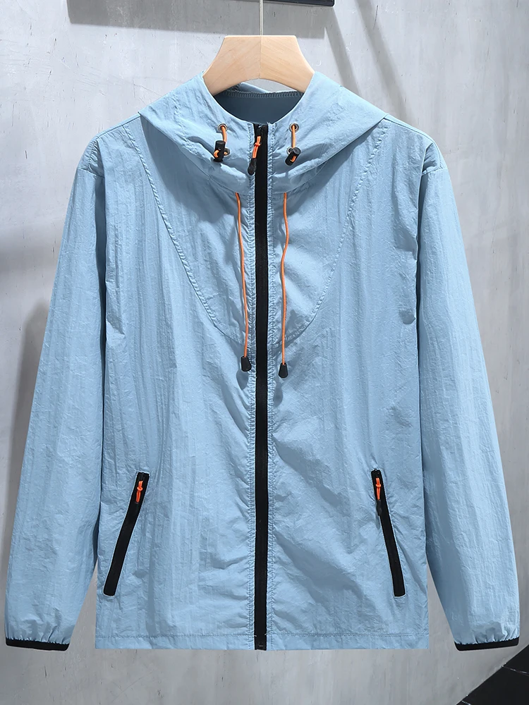 

Men's Summer New Ice Silk UV Protection Clothing Breathable Lightweight plus Size Skin irt Jaet Loose Fit Youth Faion