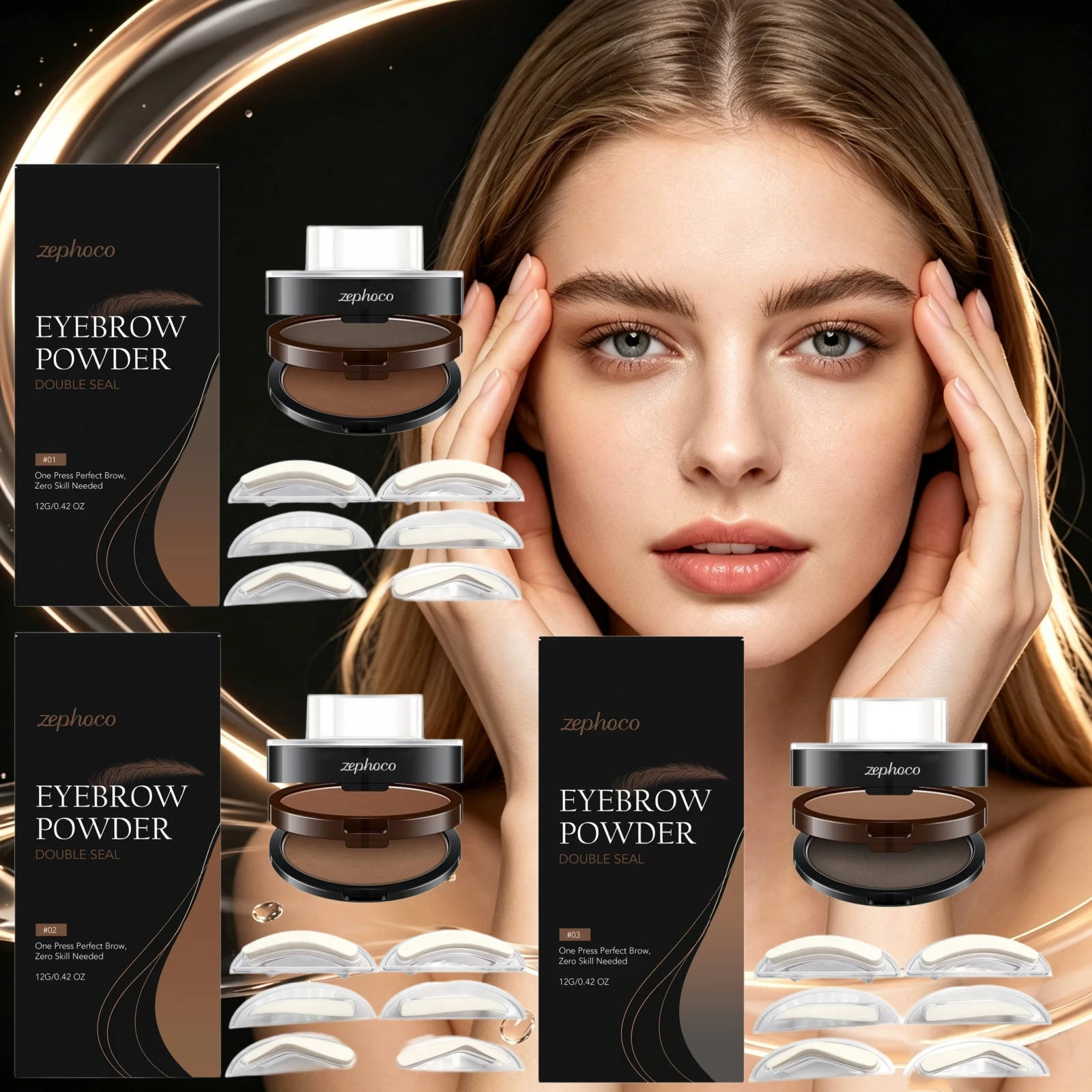 Dual‑Tone Stamp Eyebrow Powder Set Shades Fast Brow Shaping With Stencils Lazy Cosmetics For Beginner Waterproof Brow Makeup Kit