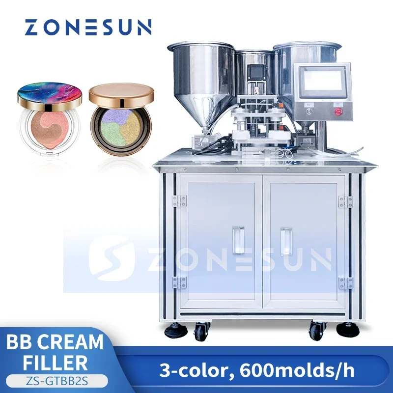ZONESUN BB آلة تعبئة الكريمة ثلاثة ألوان متعددة لهجة بلسم التجميل حشو CC كريم مستحضرات التجميل معدات منتجات التجميل ZS-GTBB2S