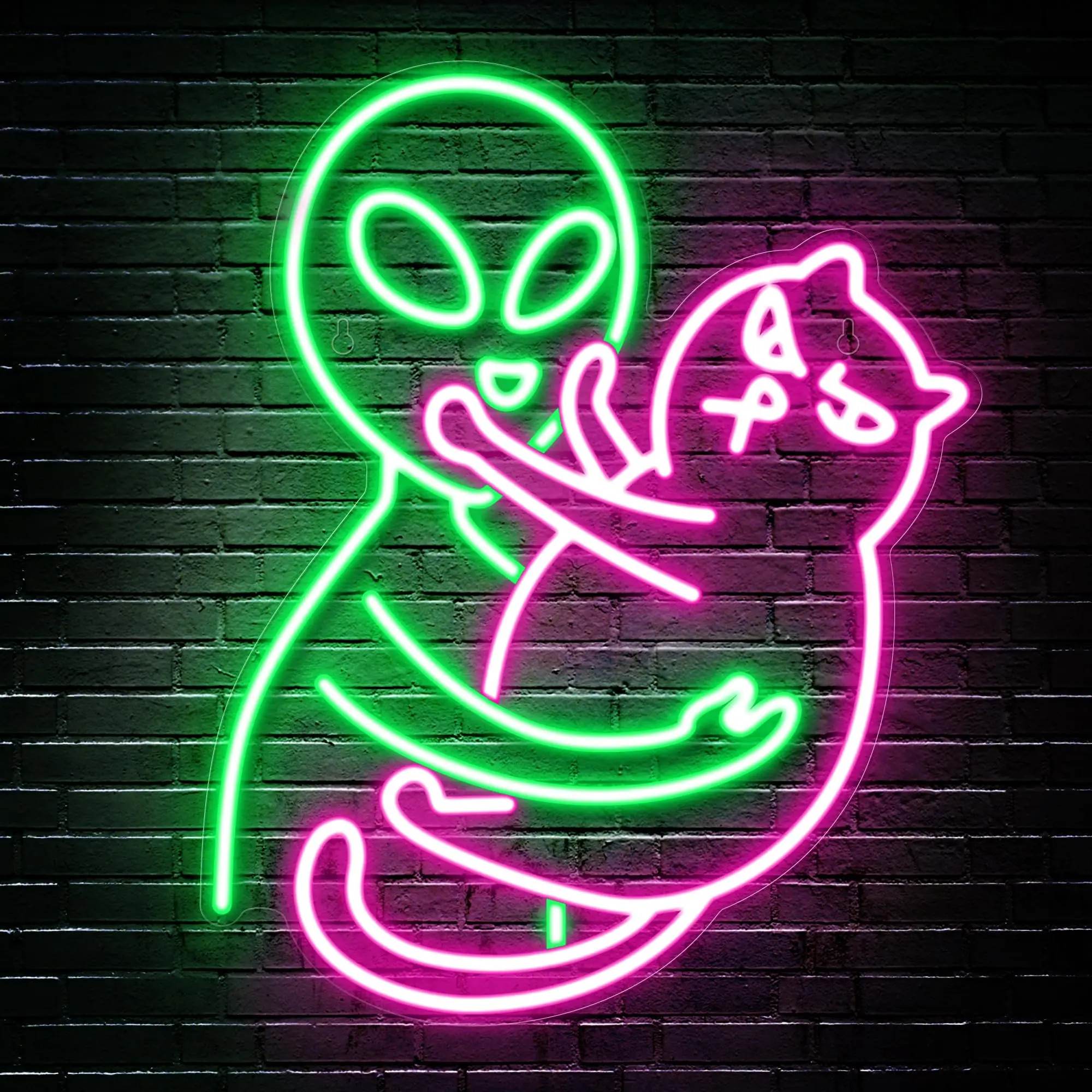

Alien Cat Neon Sign Cool Unique LED Light USB Powered for Game Room Home Bar Bedroom Wall Decor Gift for Teen Boys