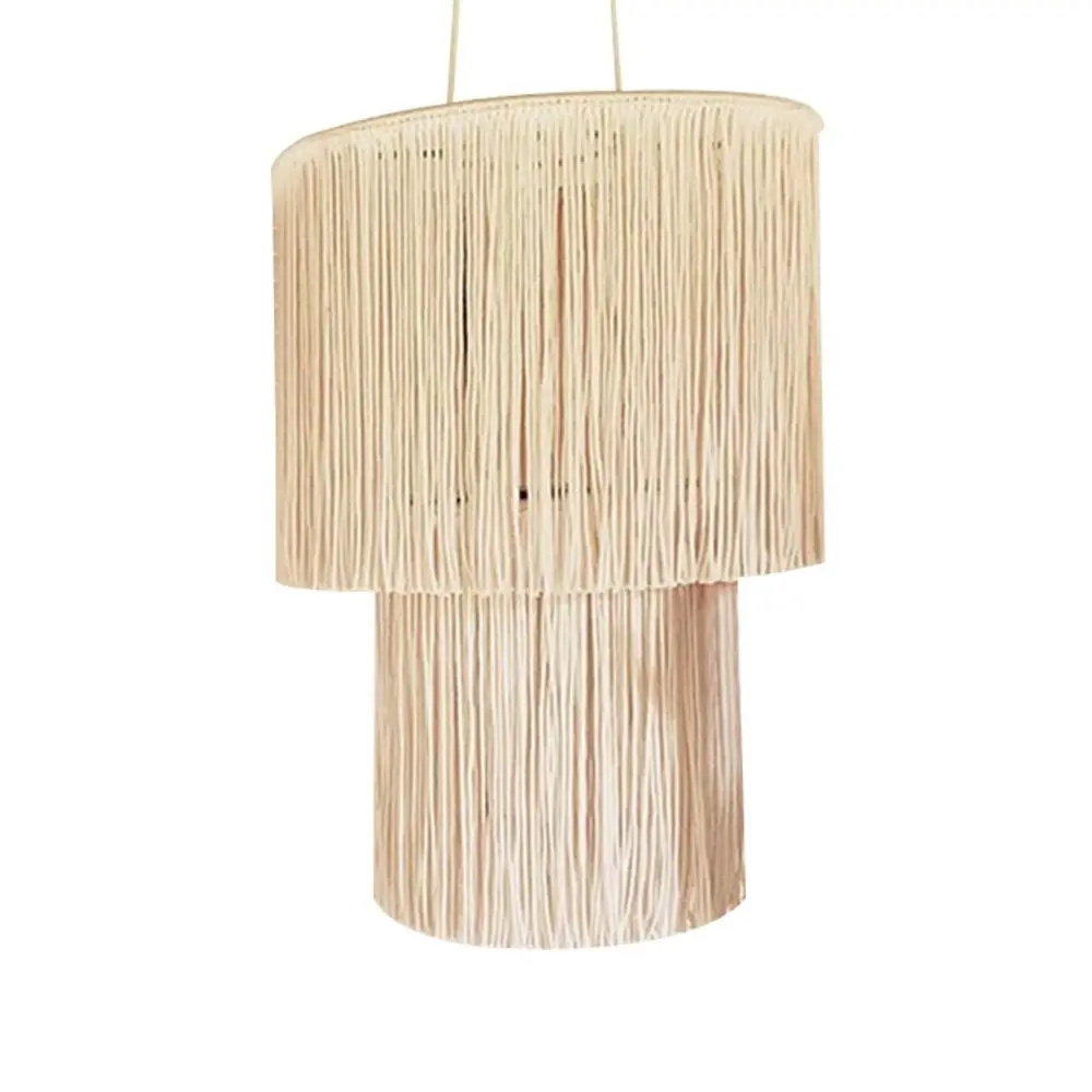 Handwoven Woven Tapestry Lampshade Rustic Exquisite Macrame Tassel Lamp Shade Creative Vintage Hanging Light Cover Restaurant