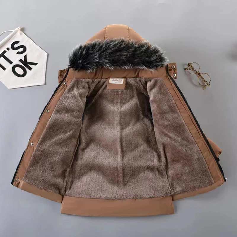 3 4 5 6 8 10 12 Jahre Winter Jungenjacke Warmhaltend Modischer Pelzkragen Jungen Oberbekleidung Kapuzenjacke mit Reißverschluss Kindermantel Kinderkleidung – Detail 4