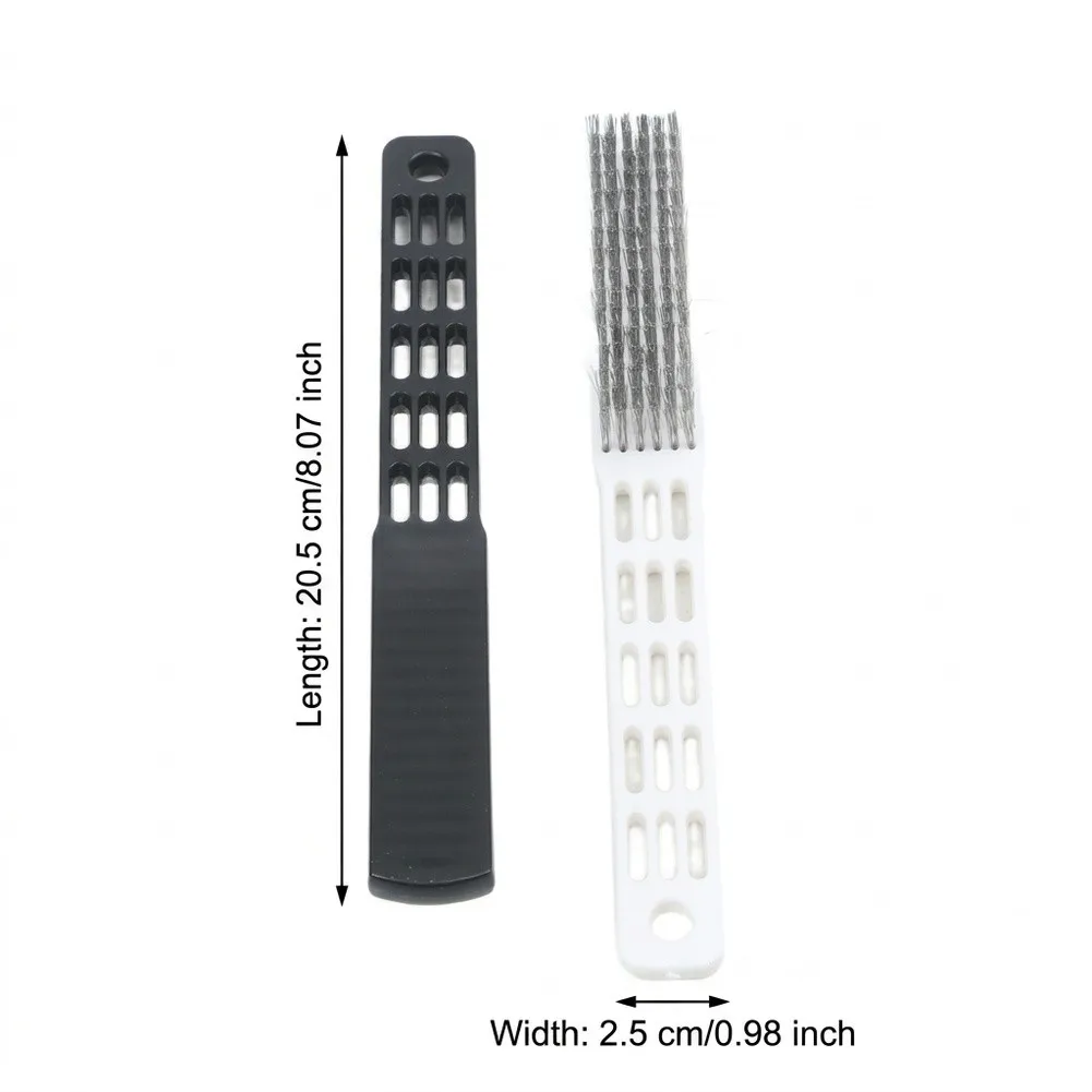 3 Piece Stainless Steel Wire Brush Set For Bowling Shoes Cleaning Sand Removal Polishing Tool With Ergonomic Handle Black White