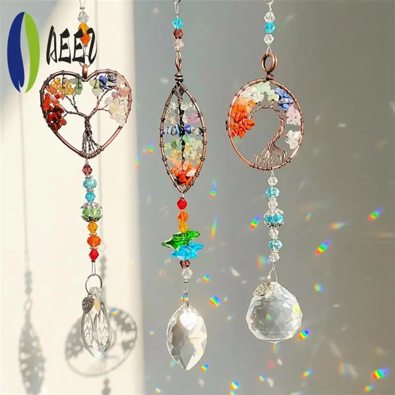 Pingente coletor de sol AEE2, design de coração e folha para pendurar decorações em casas e jardins