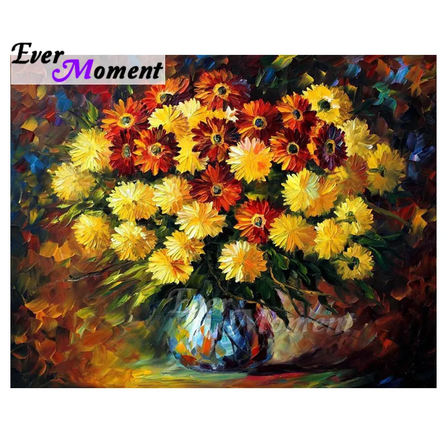 

Алмазная картина Ever Moment, желтый цветок, полная квадратная дрель, картина со стразами, алмазная вышивка, украшение для дома ASF1093