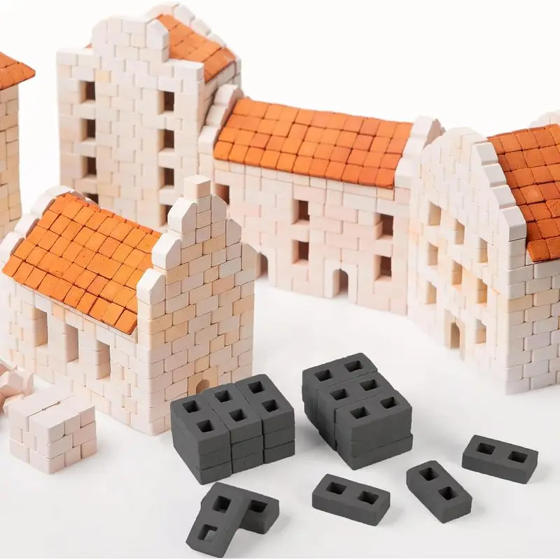 60Pcs 1/12 Scale Grey Mini Architectural Model Building Materials, Clay Cinder bricks for DIY Craft, Diorama Base Hobby