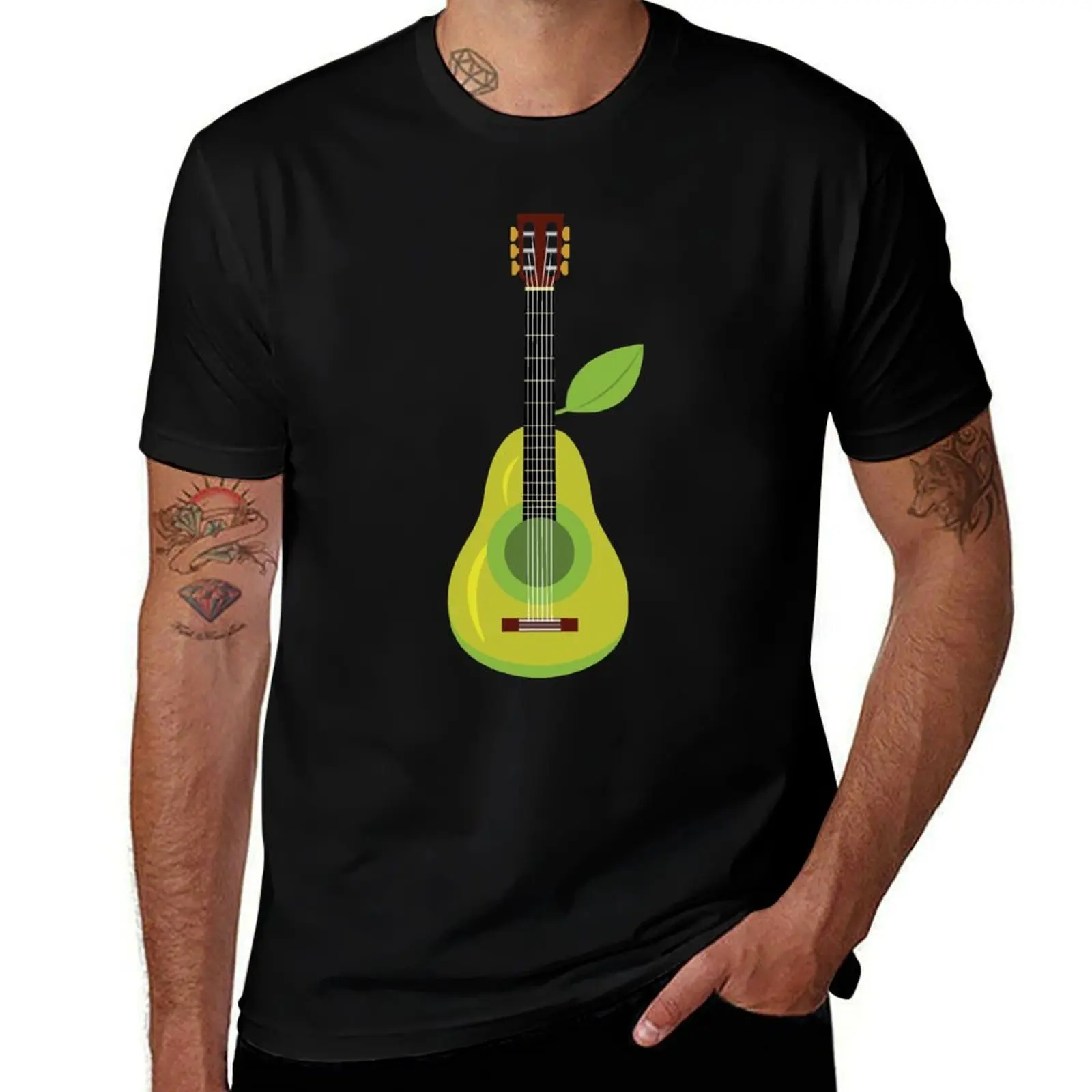 Guitar Shape Art, Pear Design Art T-Shirt vintage graphic tee anime figures korean fashion workout shirts for men