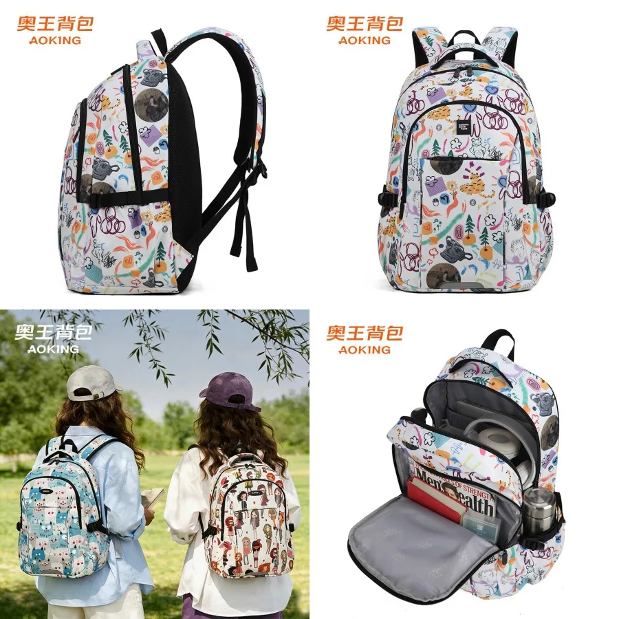 

【New style】Ao Wang backpack casual outdoor backpack waterproof travel computer bag junior high school girl student schoolbag la