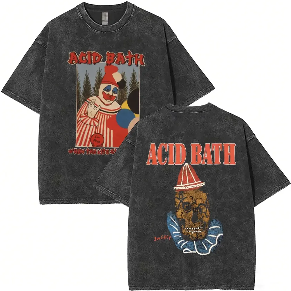Acid Bath When The Kite String Pops Vintage Washed T-shirt Men Women Retro Gothic Rock T Shirt Male Fashion Oversized T-shirts