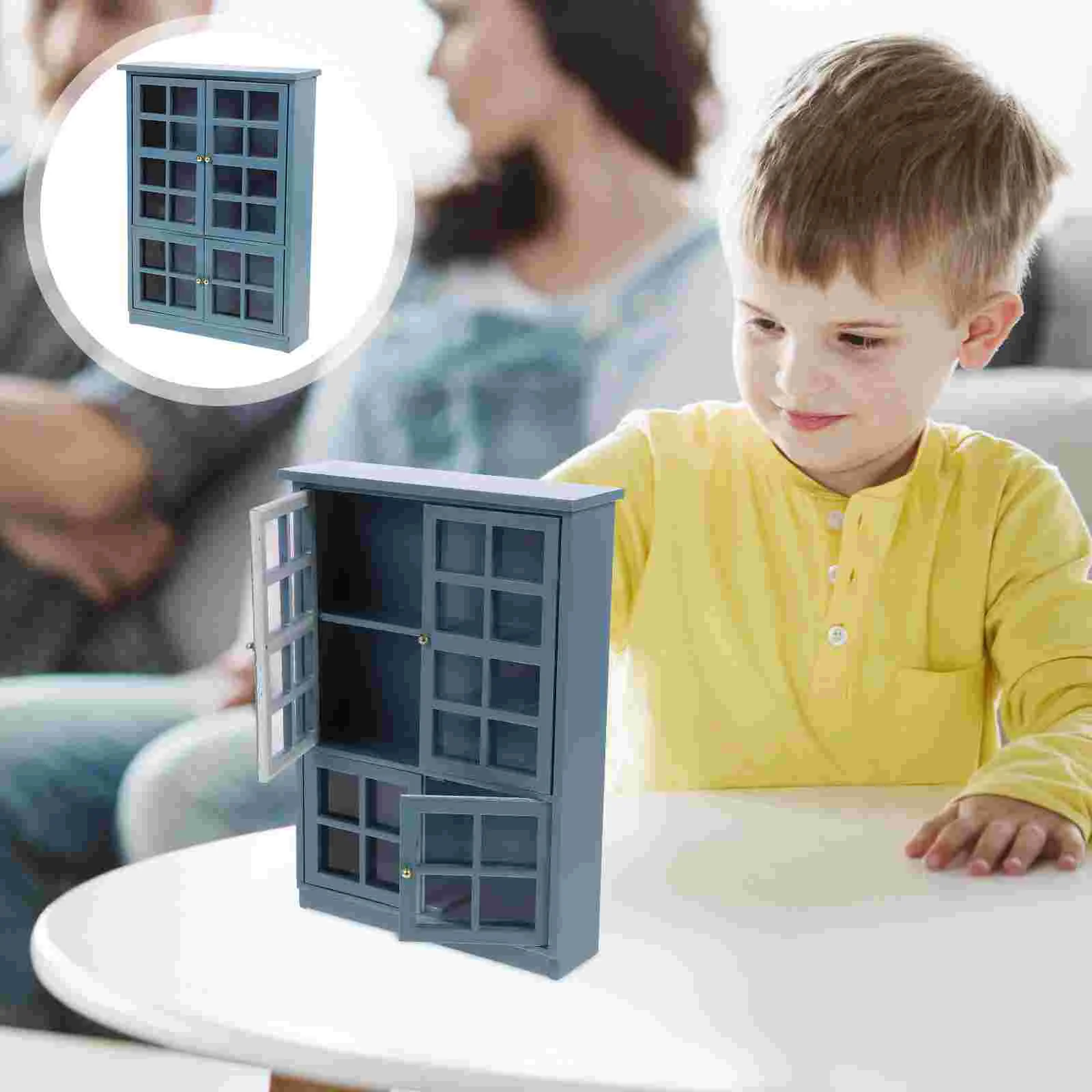 Model Display Cabinet Mini Kitchen Furniture Dollhouse Modern Storage (Four Door Cabinet) Miniature Decor Ornaments