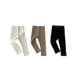 Pantalones elásticos de algodón para bebé, mallas ajustadas que combinan con todo, color liso, para niño y niña