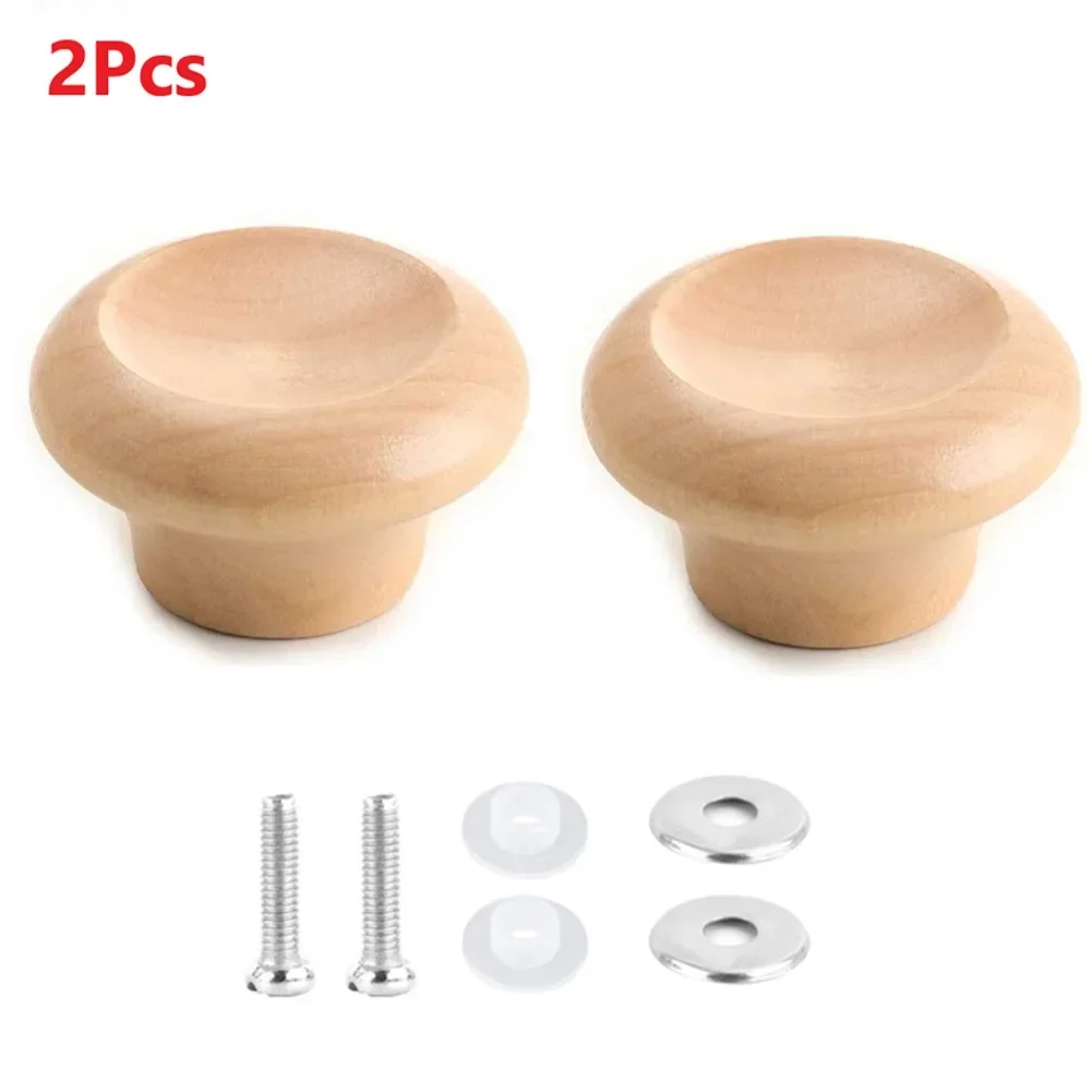 1/2PCS Heat-Resistant Pot Pan Lids Solid Wood Pot Lid Knob Lifting Handle Replacement Pan Cover Handle Kitchen Cookware Lid