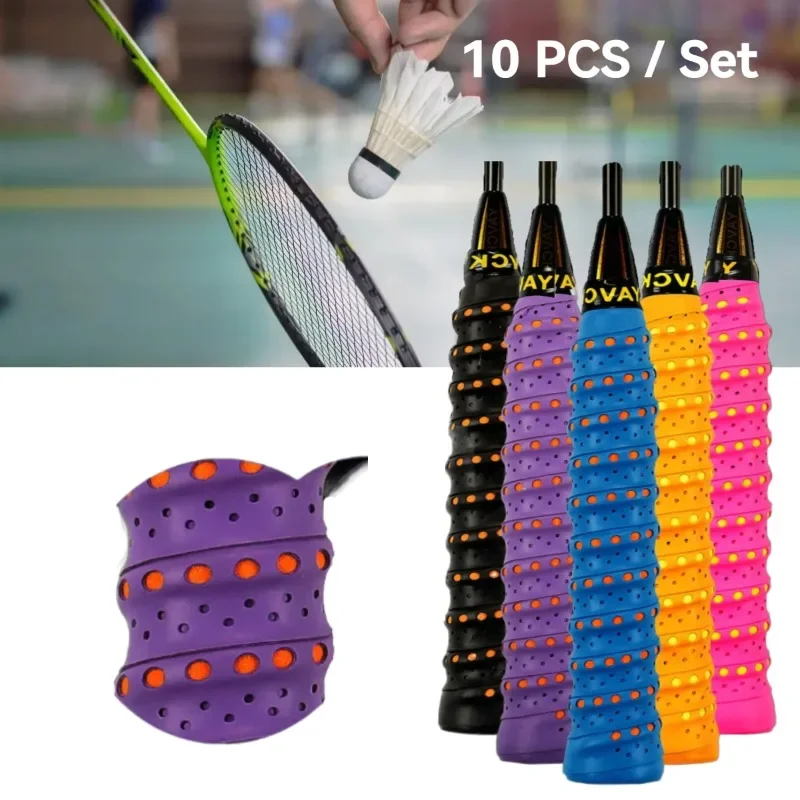 10 Pcs/set  Anti-slip Sweatband Badminton Grip Tennis Overgrip Sport Tape Windings Over For Fishing Rod Squash padel Racket