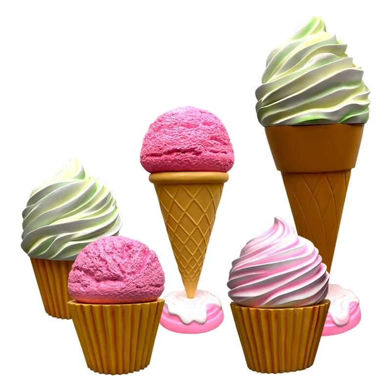 

FRP simulated ice cream ice cream sculpture cone ornament outdoor public garden landscape merchant square