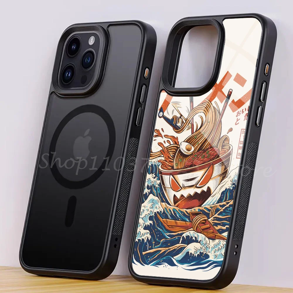 The Great Ramen Off Kanagawa Phone Case For IPhone 15 14 13 Pro Max 11 Mini Alex Mirror For Magsafe Wireless Charging Cover