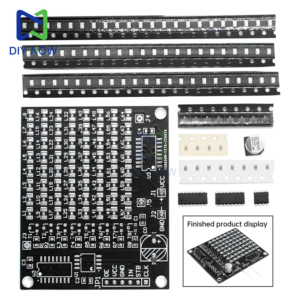 Electronic LED Display Kit 64LED/256LED Red LED Dot Matrix Display Kit - SMD Components Soldering Practice Board DIY Kit