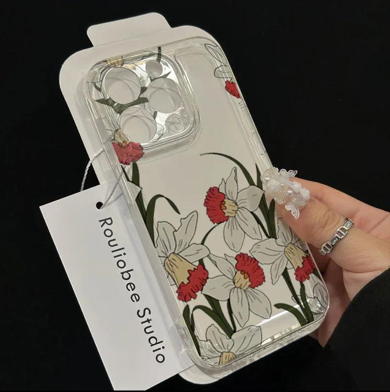 Case For Motorola Edge40 Pro Moto G73 G72 G71 G52 G32 G22 G30 G60 G60S G9Play cover Flower Fashion Clear Floral view 6
