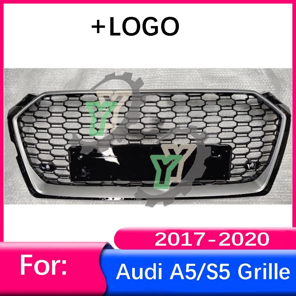 For Audi A5/S5 2017 2018 2019 2020 Car Front Bumper Grille Centre Panel Styling Upper Grill (Modify For RS5 style)