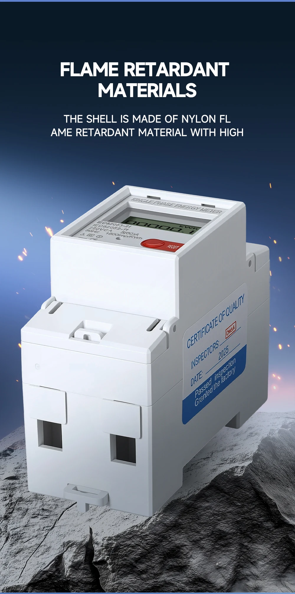 LCD-Anzeige kWh-Zähler 220V 5(60)A Energiezähler kWh 50Hz AC Digitaler Energiezähler Rücksetzen auf Null Energiezähler Haushaltsenergie – Detail 6