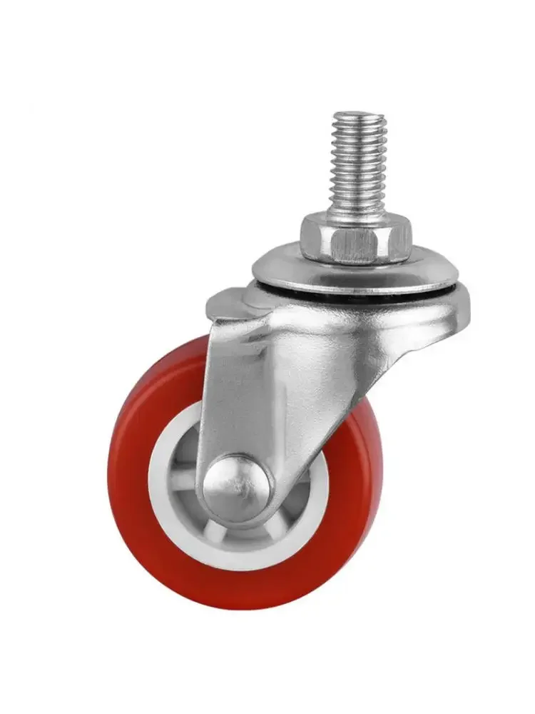 10 Pcs/Lot Spot 1.5 Inch Red Screw Caster M8 Universal Roller Pvc Plastic Wheel Glass Mechanical Backup