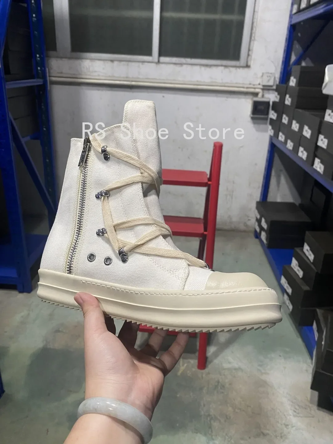 Ro الكلاسيكية مصمم رو البيج قماش التمهيد عالية أعلى حذاء الرجال حذاء كاجوال فاخر البريدي النساء حذاء رياضة سميكة وحيد حذاء من الجلد