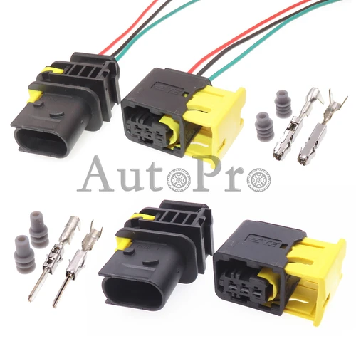 Imagen 1 del producto Juego de conectores de carcasa de plástico para coche, enchufe impermeable automático de 3 agujeros para Benz BMW 1-1418448, 1-1, 1-1670730, 1, 1 Juego