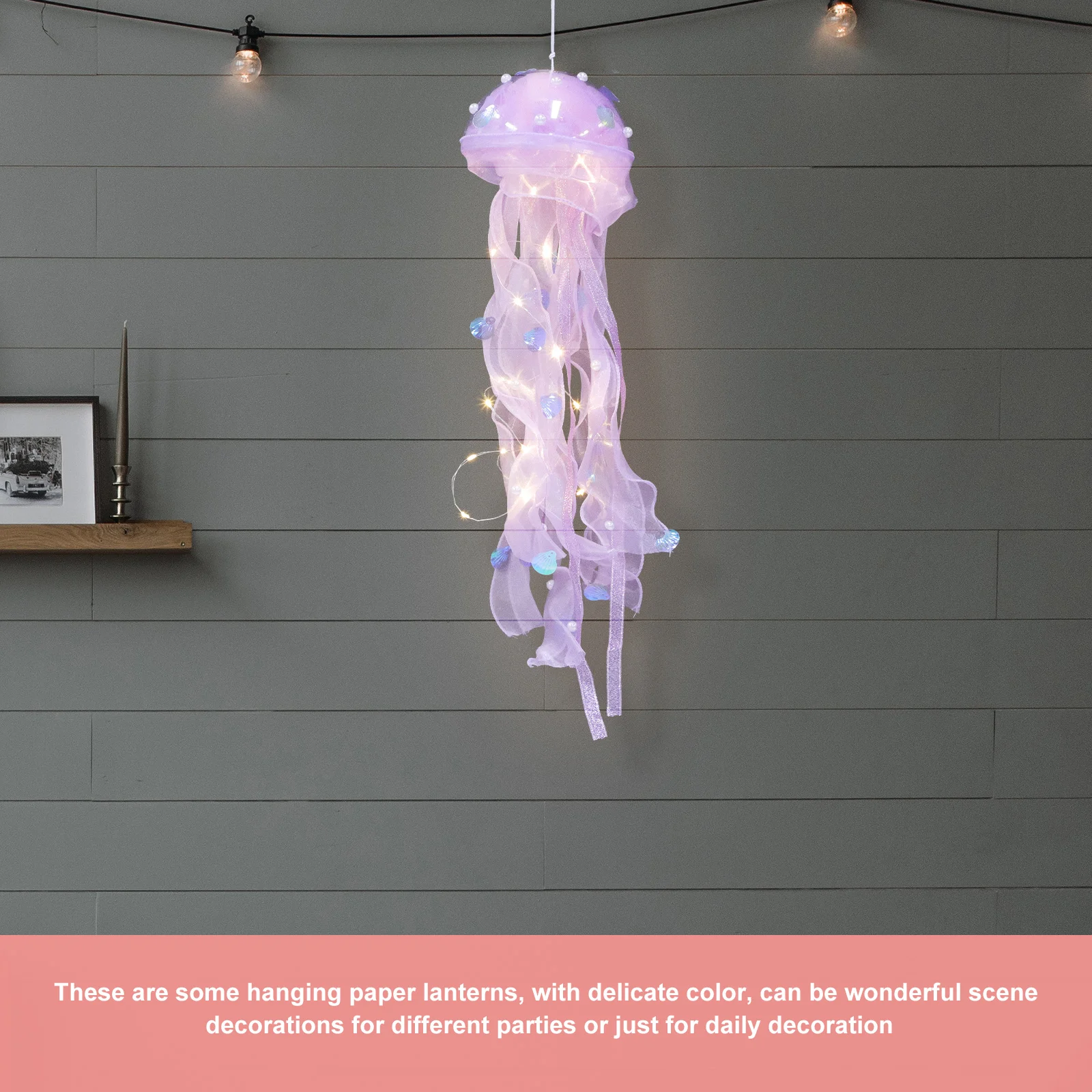 

3pcs Lanterns Lanterns Pink Green Purple DIY Party Jellyfish Decoration Paper Hanging Bedroom Atmosphere Lamp Party Decorations