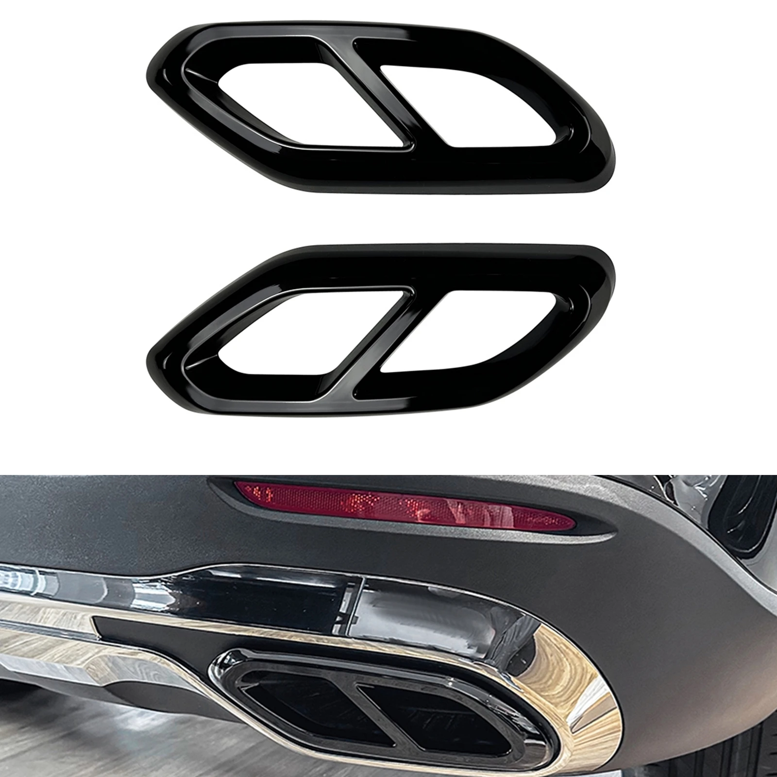 

Rear Bumper Exhaust Cover Trim Muffler Quad Tip Air Outlet Vent Frame For Mercedes Benz GLC Class X254 2023-UP GLC260 GLC300 AMG