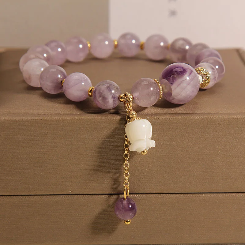 

Purely handmade - amethyst beaded bracelet new Chinese light luxury