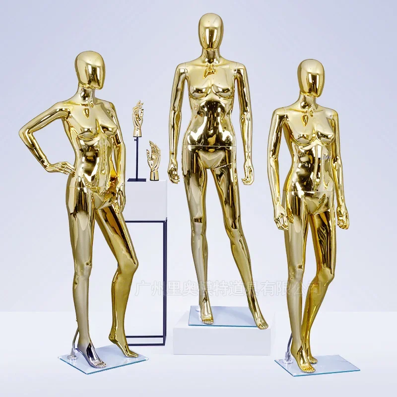 Modern Gold Mannequins for Women's Clothing Stylish Plastic Full Body Mannequins Simple Adult Mannequins for Clothing Stores