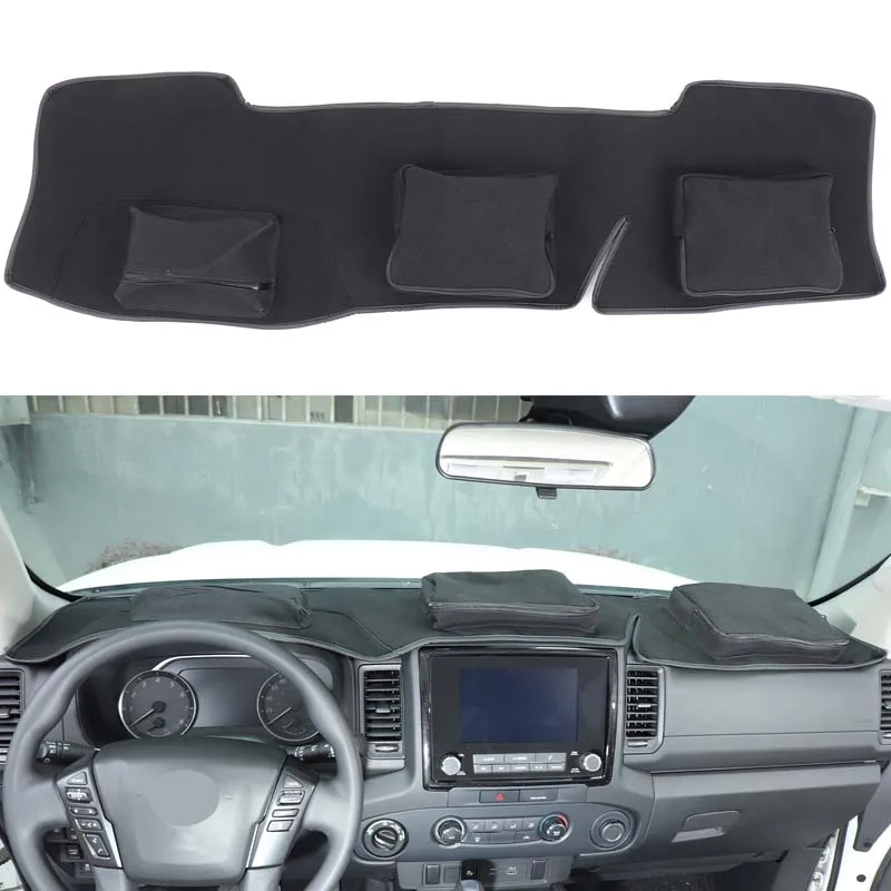 

For Nissan Frontier 2022-2025 Automotive Dashboard Organiser Pad Oxford Cloth Black Automotive Interior Storage Accessories