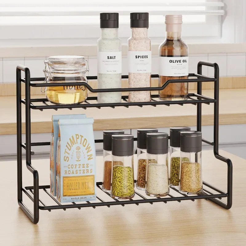 Stainless Steel Storage Shelves, Tabletop Storage Shelves, Stackable Condiment Shelves Storage in The Bathroom Kitchen