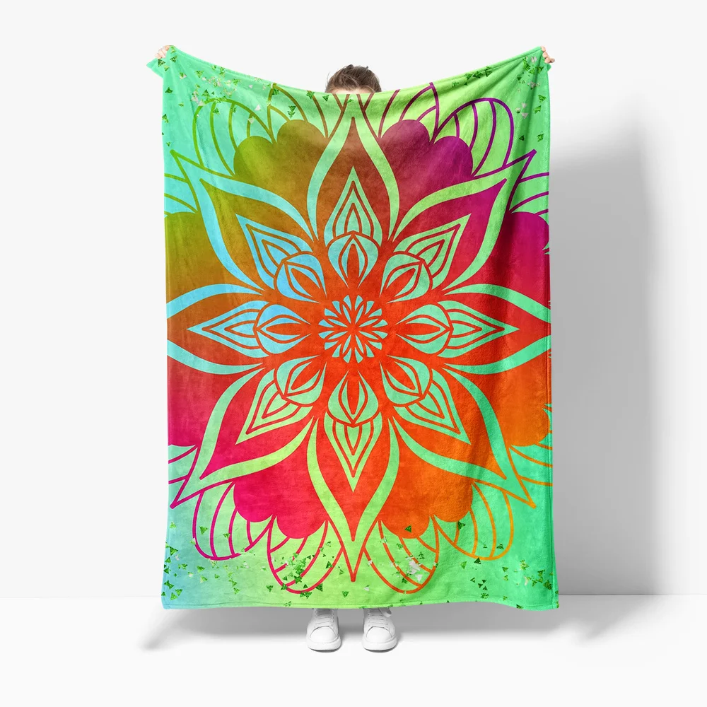 

Яркое красочное одеяло с мандалой, мягкое флисовое одеяло, декоративное одеяло для кровати, чехол для дивана, подарок