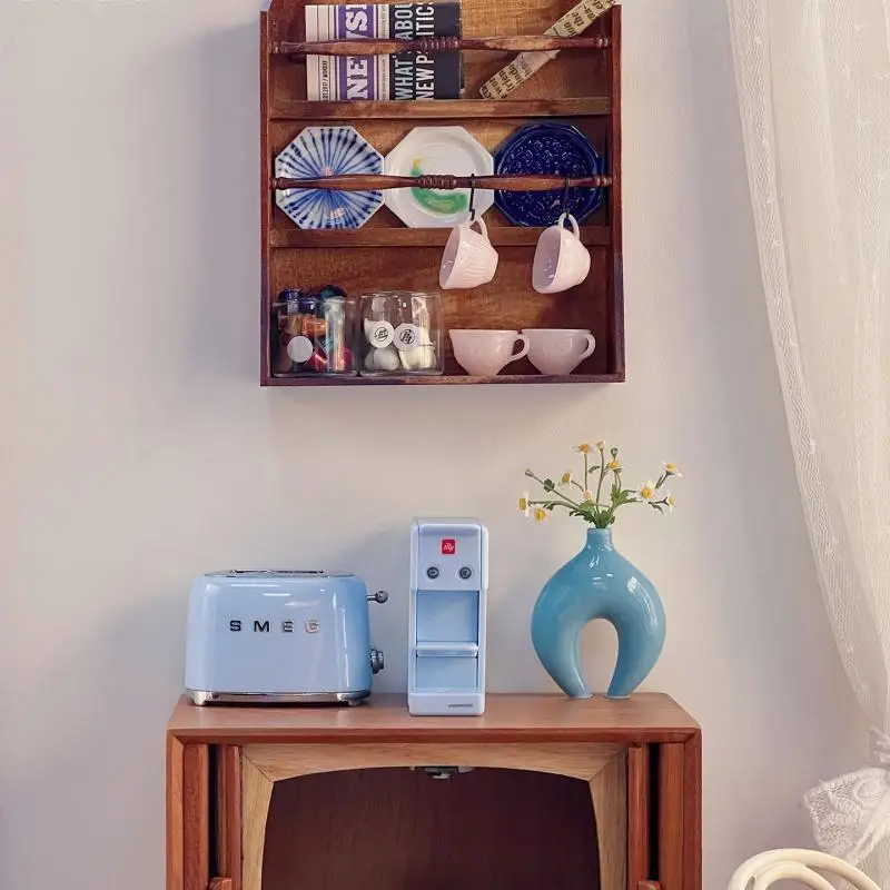 1 conjunto 1/6 casa de bonecas em miniatura máquina café elétrica modelo cozinha acessórios cozimento para casa boneca decoração fingir jogar brinquedos