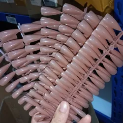 120/150/240pcs Detachable Long Stiletto False Nails Almond Fake Nails Nude Brown Press On Fake Nails Full Cover Manicure Tips