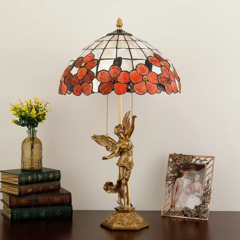

All copper European style, shell desk lamp, bedroom, retro pastoral, pure copper, French style