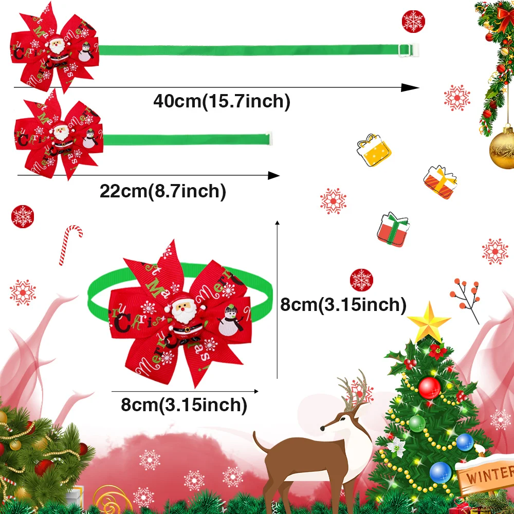 New Christmas Pet Dog Neck Grooming Accessories Pet Dog Holiday Bowties Neckties Santa Snowflakes Dog Cat Dog Accessories