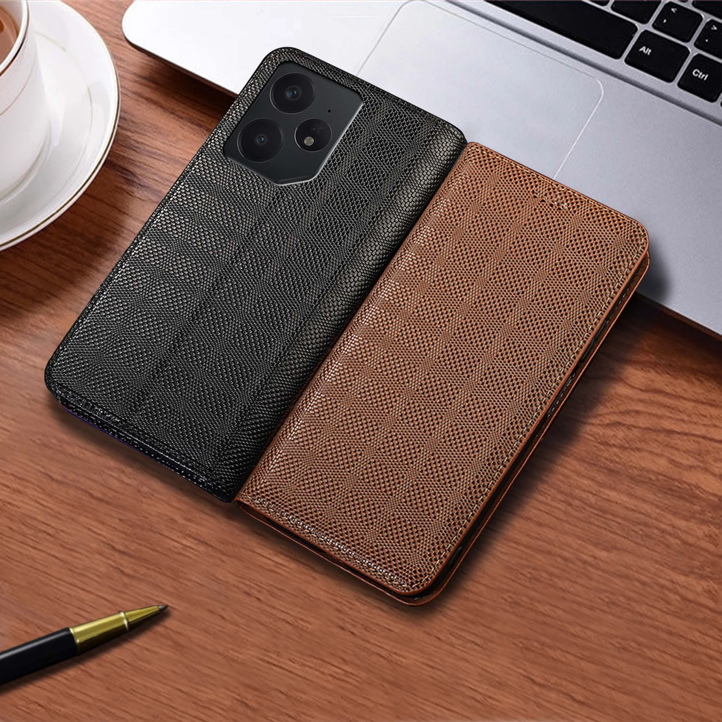 

For Realme GT Neo 2 3 3T 5 6 7 7X SE Turbo Crosshatch Pattern Genuine Leather Wallet Flip Phone Case Cowhide Scratch-Resistant