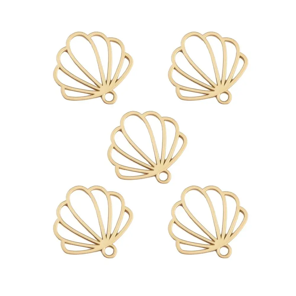 

5Pcs High Quality 21×20mm Scallop Pendant Zinc Alloy Flat Scallop Charms Cute Hollow Out DIY Jewelry Earring Making Accessories